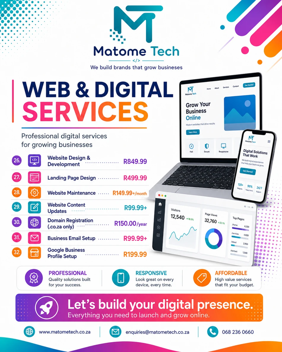 Matome Tech web and digital services